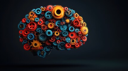 Colorful Abstract Brain with Gears Design