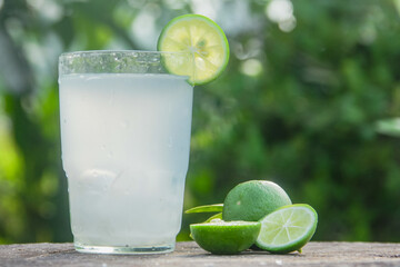 Fresh coconut water from yellow coconuts added with lime juice