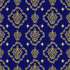 Vector damask seamless pattern background. Classical luxury old fashioned. Design for wallpapers, textile, wrapping. Exquisite floral baroque template.