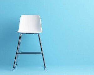 Modern high chair with a contoured plastic seat and a stainless steel frame, stainless steel, industrial chic