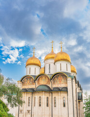 The Dormition Cathedral in Moscow Kremlin, also known as the Assumption Cathedral or Cathedral of the Assumption