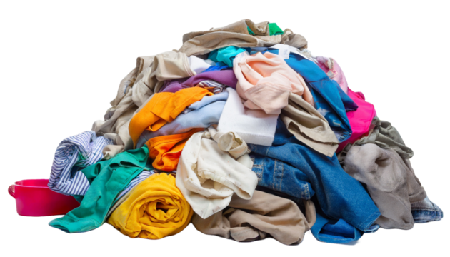 PNG pile of clothes isolated transparency background. Generative AI