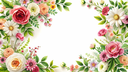 style floral design with flowers and leaves on a white background, , floral