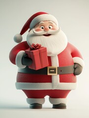 Santa Claus rendered in 3D, exaggerated cartoon style with joyful expression