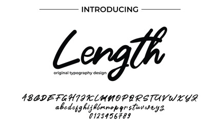 Length Font Stylish brush painted an uppercase vector letters, alphabet, typeface
