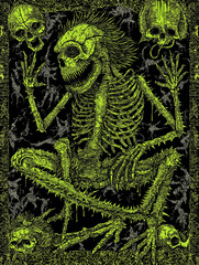 Infernal Phantom of the Haunted Depths - Gothic Horror and Dark Fantasy T-Shirt Design for Fans of Sinister Occult, Brutal Creatures, and Nightmarish Symbols
