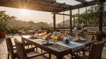 Fototapeta premium restaurant in the morning