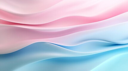 Fototapeta premium Abstract waves in soft blues and pinks, flowing seamlessly together, flat design, top view, ocean theme, 3D render, colored pastel
