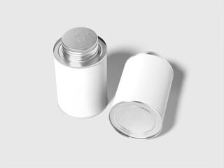 3D Rendering of Blank Metal Tin Can Container Mockup
