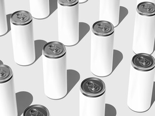 Metallic Drink Can With White Label 3D Mockup Isolated