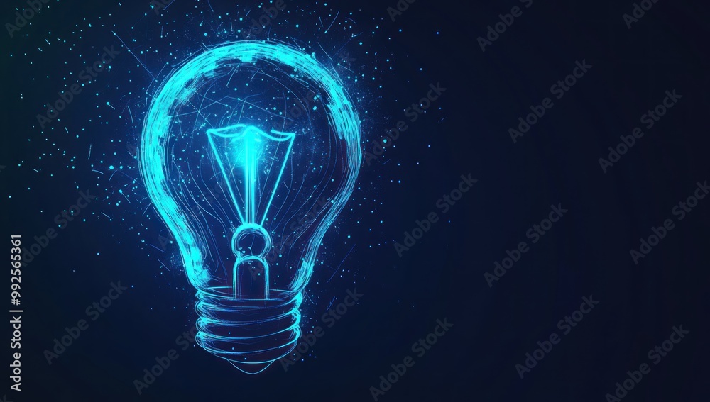 Wall mural glowing light bulb