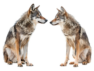Obraz premium Wolf isolated against transparent background, front and side view