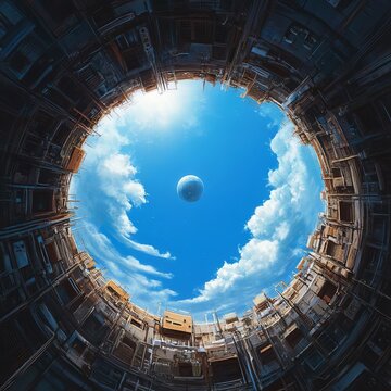 Dystopian Cybernetic Oppression Spherical Perspective