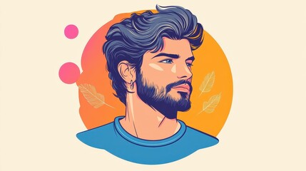 A stylish guy flaunting a trendy haircut and unique tshirt, depicted in a vibrant cartoon with cool textures.