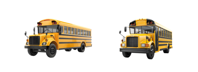 School Bus Collection Isolated on Transparent Background