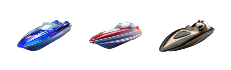 Luxury Speedboat Collection Isolated on Transparent Background