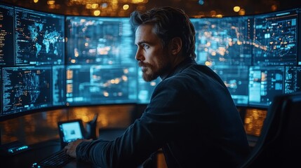 Cybersecurity Specialist Analyzing Data