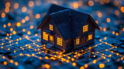 Smart Home Concept: A Miniature House on a Circuit Board