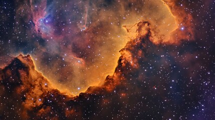 Fototapeta premium Vibrant Orange Nebula in Space