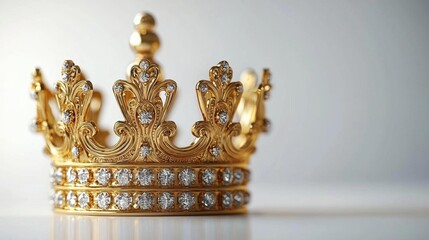 Fototapeta premium gold crown, white background, realstic style, digital art
