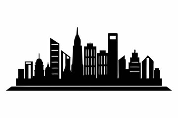 Fototapeta premiumHong Kong Skyline Silhouette Vector, Hong Kong City Silhouettes Clipart 
