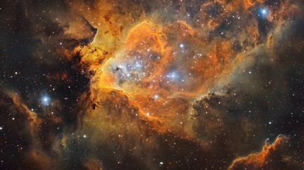 Obraz premium Colorful Nebula in Orange and Pink Tones