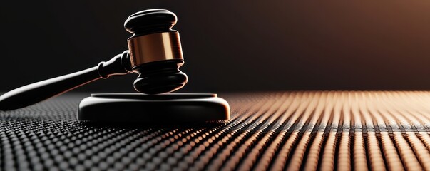 a judge's gavel resting on a textured surface, symbolizing justice and legal proceedings.