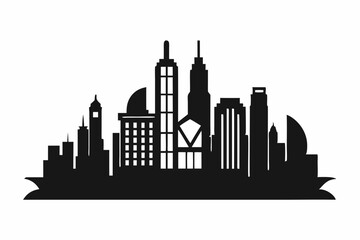 Obraz premiumHong Kong Skyline Silhouette Vector, Hong Kong City Silhouettes Clipart 