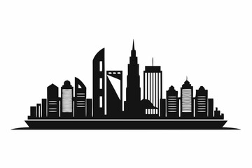 Fototapeta premiumHong Kong Skyline Silhouette Vector, Hong Kong City Silhouettes Clipart 