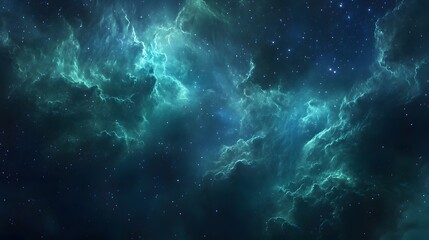 Obraz premium Ethereal Blue and Green Nebula Clouds