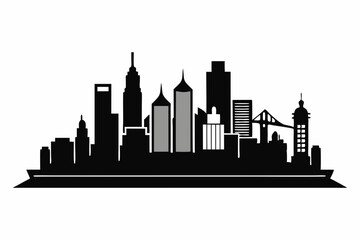 Fototapeta premiumHong Kong Skyline Silhouette Vector, Hong Kong City Silhouettes Clipart 