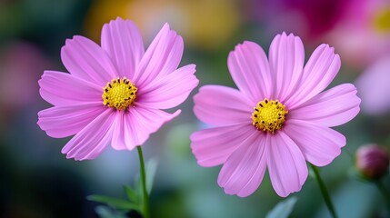 Fototapeta premium Pink Cosmos Flower Close Up Macro Photography