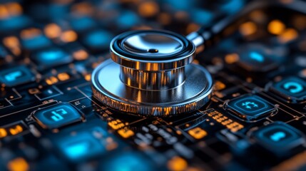 Stethoscope on Circuit Board: Medical Technology