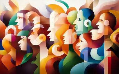 Naklejka premium Utopian Social Equality Cubism