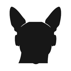 dog head is wearing a sunglass Silhouette Vector illustration