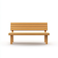 A minimalist wooden bench featuring a slatted backrest and natural finish. Designed for simple, functional seating in both indoor and outdoor spaces.