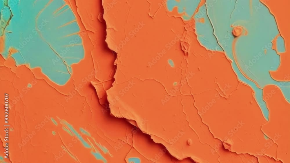 Aufkleber relief strokes of clay in rich orange and delicate blues. abstract composition. digital animation of