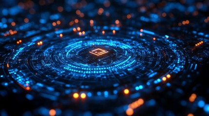 Fototapeta premium Abstract Technology Background with Glowing Circles