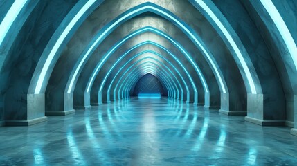 Experience a dark tunnel with a futuristic vibe, captured in a seamless 3degree panoramic 3D rendering.