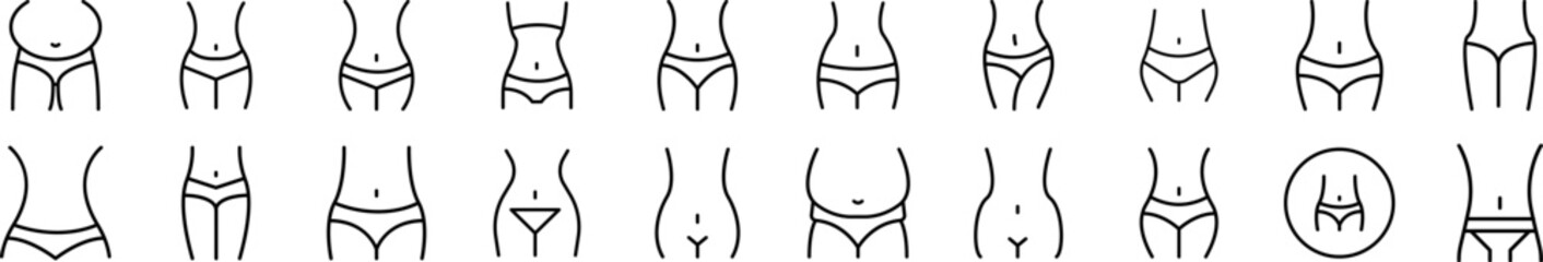 Waist Bundle of Thin Icons. Editable Stroke. Suitable for Web Sites, Books, Cards, Apps