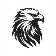 Eagle head silhouette vector illustration, head stylized logo