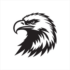 Eagle head silhouette vector illustration, head stylized logo