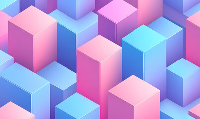 Fototapeta premium Pastel Cubes with Soft Gradient Lighting in 3D Geometric Patterns Design