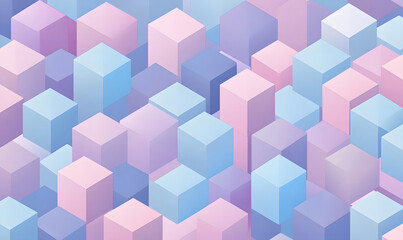 Pastel Cubes with Soft Gradient Lighting in 3D Geometric Patterns Design