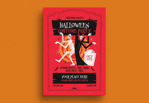 Red & Black Modern Halloween Costume Party 