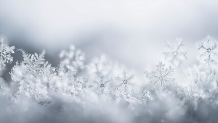 Obraz premium Christmas winter background with snowflakes and copy space