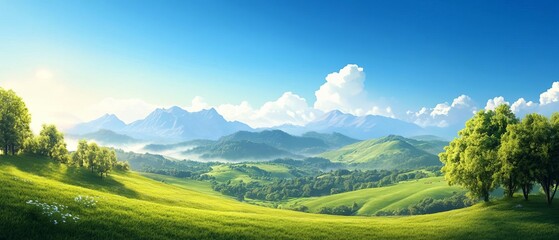 Fototapeta premium Landscape Majestic Serene Panoramic Birds Eye View