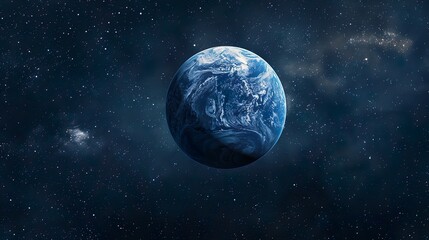 Obraz premium A blue planet with a white moon in the sky