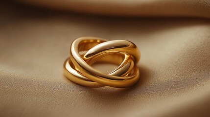 Gold wedding rings intertwined, symbolizing love and commitment, gold wedding rings, eternal love