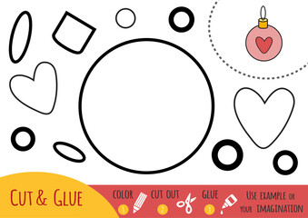 Education paper game for children, Christmas tree ball.